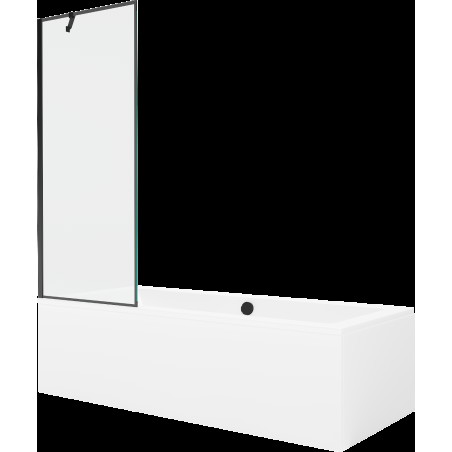 Mexen Cube cadă dreptunghiulară de 170 x 80 cm cu panouri si paravan cu 1 aripă 70 cm, Model negru - 550517080X9507007070