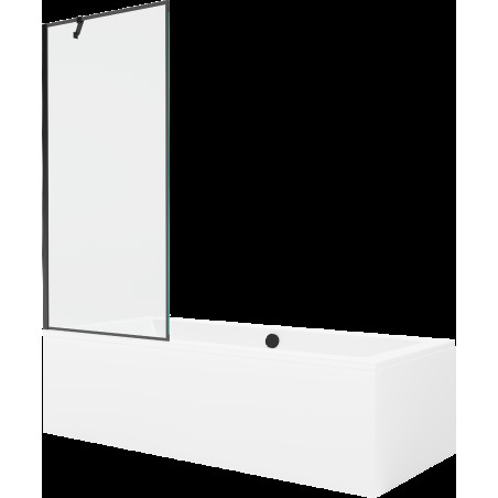 Mexen Cube cadă dreptunghiulară de 180 x 80 cm cu panouri si paravan cu 1 aripă 80 cm, Model negru - 550518080X9508007070