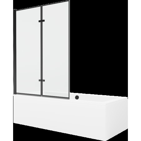 Mexen Cube cadă dreptunghiulară de 170 x 80 cm cu panouri si paravan cu 2 aripi 120 cm, Model negru - 550517080X9212027070