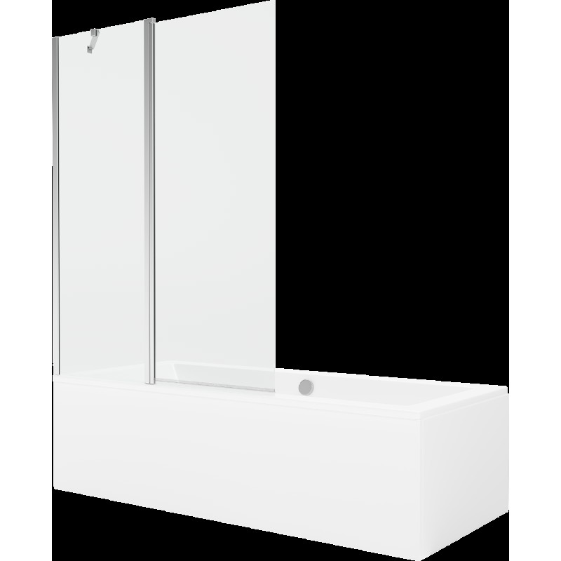 Mexen Cube cadă dreptunghiulară de 170 x 80 cm cu panouri si paravan cu 1 aripă 120 cm, transparent, crom - 550517080X9412110100