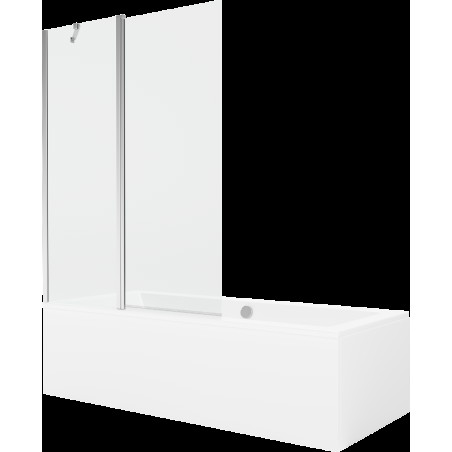 Mexen Cube cadă dreptunghiulară de 180 x 80 cm cu panouri si paravan cu 1 aripă 120 cm, transparent, crom - 550518080X9412110100