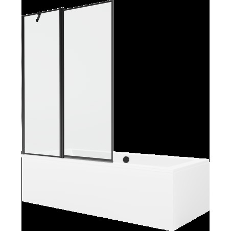 Mexen Cube cadă dreptunghiulară de 180 x 80 cm cu panouri si paravan cu 1 aripă 120 cm, Model negru - 550518080X9412117070