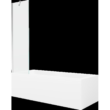 Mexen Cubik cadă dreptunghiulară de 150 x 70 cm cu panouri si paravan cu 1 aripă 50 cm, transparent, crom - 550315070X9505000001