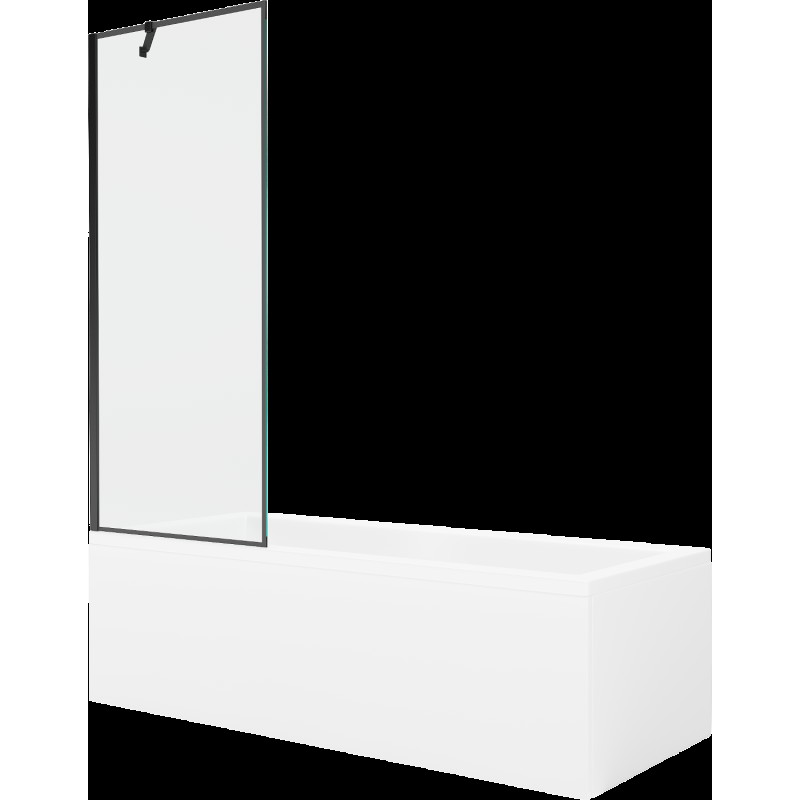 Mexen Cubik cadă dreptunghiulară de 150 x 70 cm cu panouri si paravan cu 1 aripă 70 cm, Model negru - 550315070X9507007070