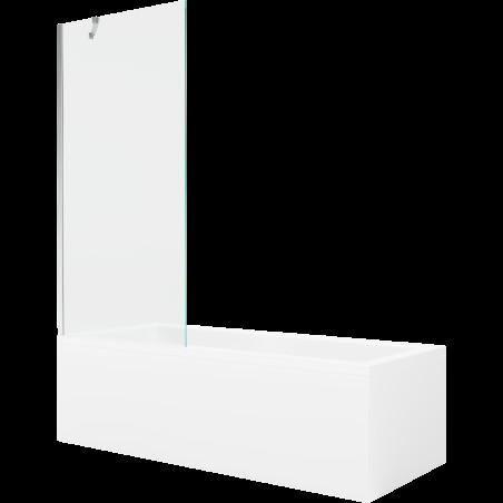 Mexen Cubik cadă dreptunghiulară de 150 x 70 cm cu panouri si paravan cu 1 aripă 80 cm, transparent, crom - 550315070X9508000001