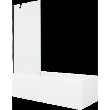 Mexen Cubik cadă dreptunghiulară de 150 x 70 cm cu panouri si paravan cu 1 aripă 80 cm, transparent, Neagră - 550315070X95080000