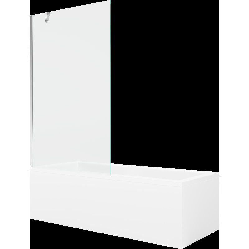 Mexen Cubik cadă dreptunghiulară de 150 x 70 cm cu panouri si paravan cu 1 aripă 100 cm, transparent, crom - 550315070X951000000