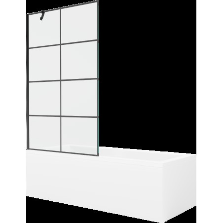 Mexen Cubik cadă dreptunghiulară de 150 x 70 cm cu panouri si paravan cu 1 aripă 100 cm, Model negru - 550315070X9510007077