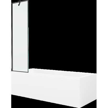 Mexen Cubik cadă dreptunghiulară de 160 x 70 cm cu panouri si paravan cu 1 aripă 50 cm, Model negru - 550316070X9505007070