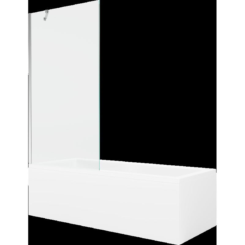 Mexen Cubik cadă dreptunghiulară de 160 x 70 cm cu panouri si paravan cu 1 aripă 90 cm, transparent, crom - 550316070X9509000001