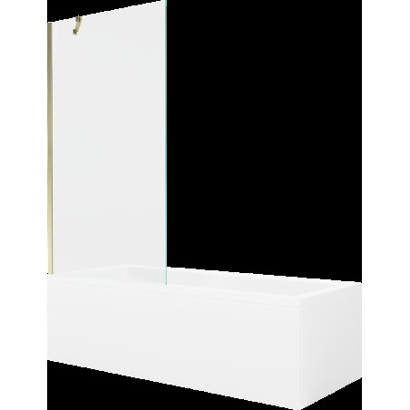 Mexen Cubik cadă dreptunghiulară de 160 x 70 cm cu panouri si paravan cu 1 aripă 90 cm, transparent, auriu - 550316070X950900005