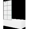 Mexen Cubik cadă dreptunghiulară de 160 x 70 cm cu panouri si paravan cu 1 aripă 90 cm, Model negru - 550316070X9509007077