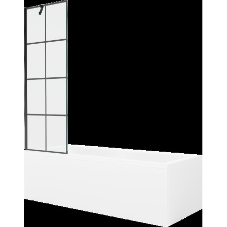 Mexen Cubik cadă dreptunghiulară de 170 x 70 cm cu panouri si paravan cu 1 aripă 60 cm, Model negru - 550317070X9506007077