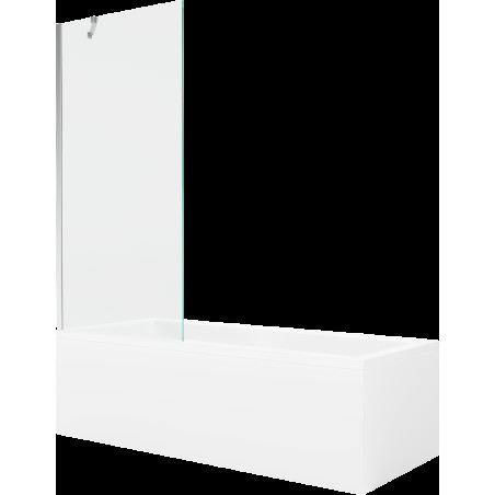 Mexen Cubik cadă dreptunghiulară de 170 x 70 cm cu panouri si paravan cu 1 aripă 80 cm, transparent, crom - 550317070X9508000001