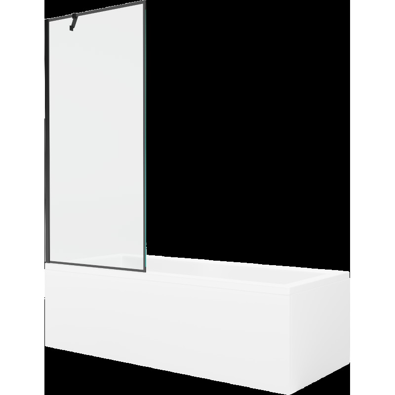 Mexen Cubik cadă dreptunghiulară de 170 x 70 cm cu panouri si paravan cu 1 aripă 80 cm, Model negru - 550317070X9508007070