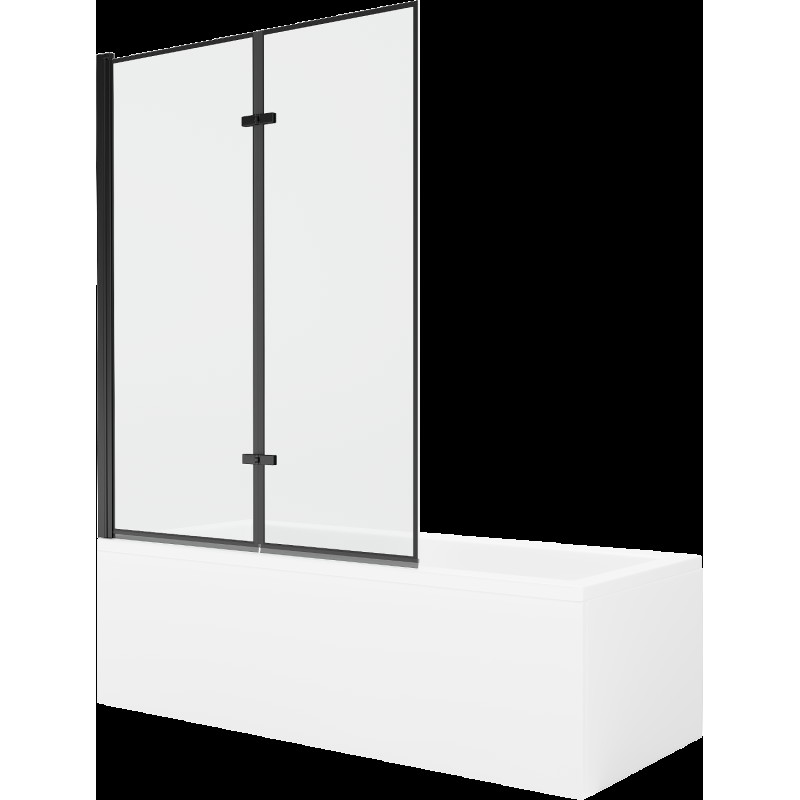 Mexen Cubik cadă dreptunghiulară de 170 x 70 cm cu panouri si paravan cu 2 aripi 120 cm, Model negru - 550317070X9212027070