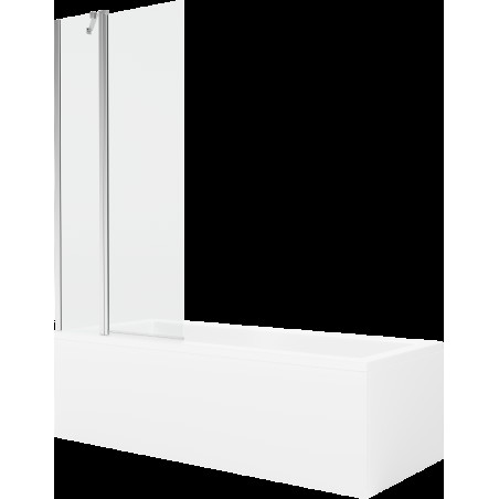 Mexen Cubik cadă dreptunghiulară de 150 x 70 cm cu panouri si paravan cu 1 aripă 80 cm, transparent, crom - 550315070X9408110100