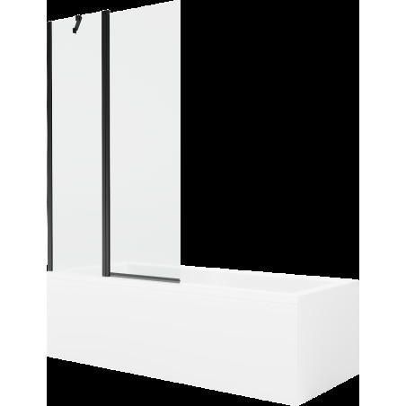 Mexen Cubik cadă dreptunghiulară de 150 x 70 cm cu panouri si paravan cu 1 aripă 100 cm, transparent, Neagră - 550315070X9410117