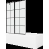 Mexen Cubik cadă dreptunghiulară de 150 x 70 cm cu panouri si paravan cu 1 aripă 120 cm, Model negru - 550315070X9412117077