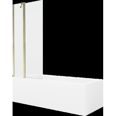 Mexen Cubik cadă dreptunghiulară de 160 x 70 cm cu panouri si paravan cu 1 aripă 80 cm, transparent, auriu - 550316070X940811500