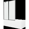 Mexen Cubik cadă dreptunghiulară de 160 x 70 cm cu panouri si paravan cu 1 aripă 120 cm, Model negru - 550316070X9412117070