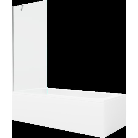 Mexen Vega cadă dreptunghiulară de 150 x 70 cm cu panouri si paravan cu 1 aripă 80 cm, transparent, crom - 550115070X9508000001