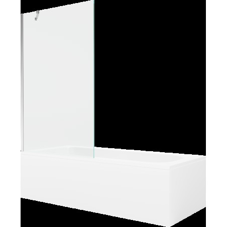 Mexen Vega cadă dreptunghiulară de 160 x 70 cm cu panouri si paravan cu 1 aripă 100 cm, transparent, crom - 550116070X9510000001