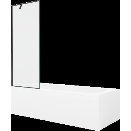 Mexen Vega cadă dreptunghiulară de 180 x 80 cm cu panouri si paravan cu 1 aripă 70 cm, Model negru - 550118080X9507007070