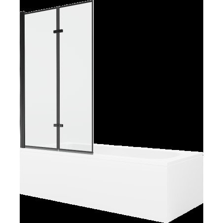 Mexen Vega cadă dreptunghiulară de 150 x 70 cm cu panouri si paravan cu 2 aripi 100 cm, Model negru - 550115070X9210027070