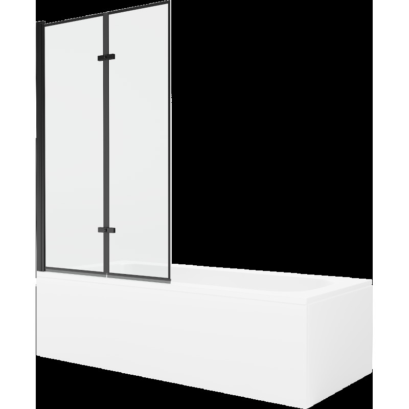 Mexen Vega cadă dreptunghiulară de 170 x 70 cm cu panouri si paravan cu 2 aripi 100 cm, Model negru - 550117070X9210027070