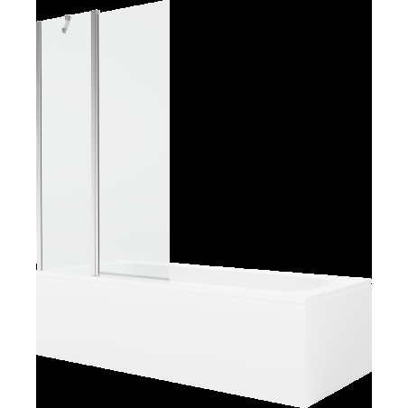 Mexen Vega cadă dreptunghiulară de 170 x 70 cm cu panouri si paravan cu 1 aripă 100 cm, transparent, crom - 550117070X9410110100