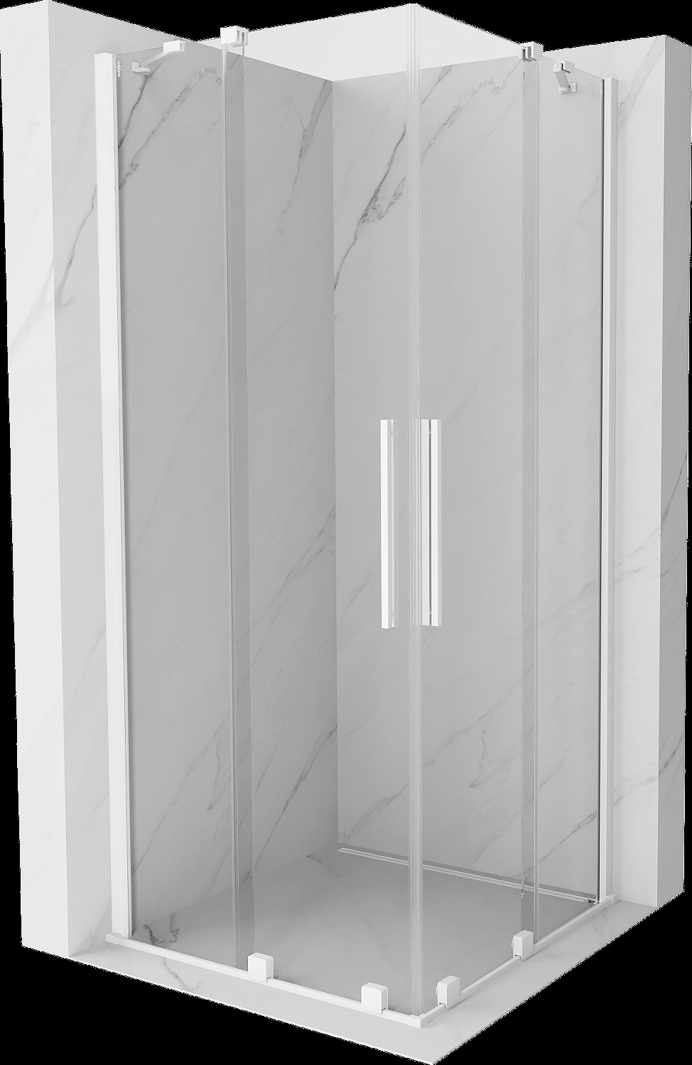 Mexen Velar Duo cabină de duș extensibilă 80 x 80 cm, transparent, albă - 871-080-080-02-20