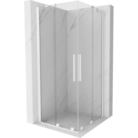 Mexen Velar Duo cabină de duș extensibilă 100 x 100 cm, transparent, albă - 871-100-100-02-20