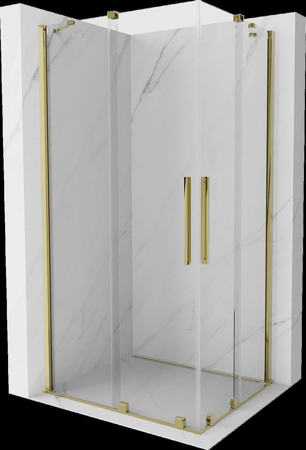 Mexen Velar Duo cabină de duș extensibilă 90 x 80 cm, transparent, aurie - 871-090-080-02-50