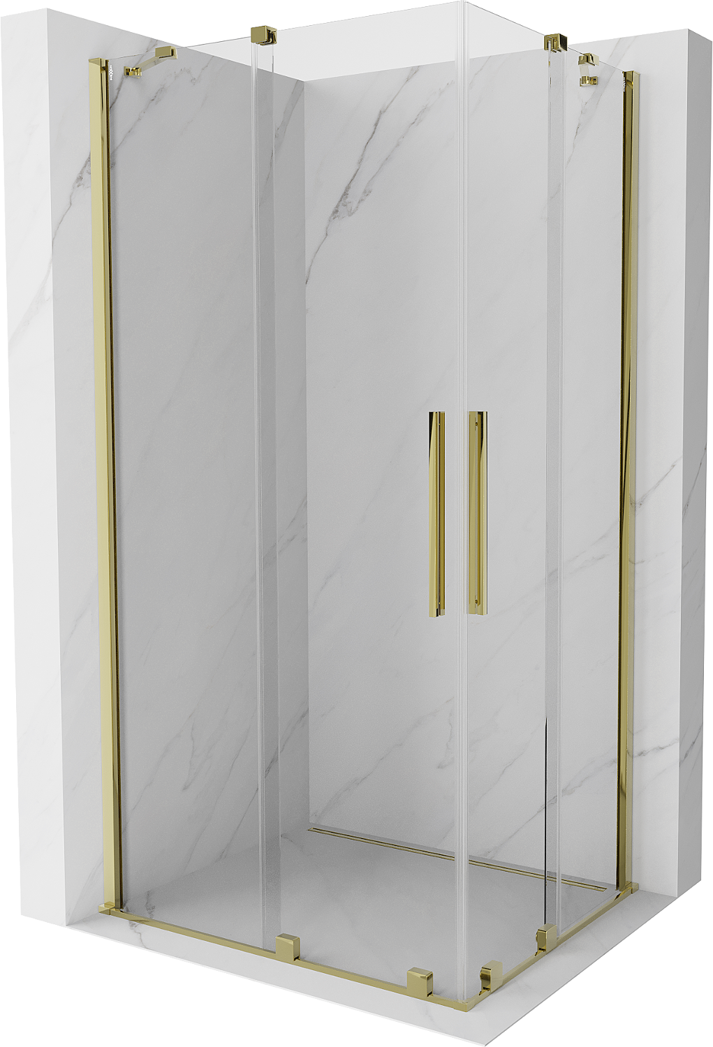 Mexen Velar Duo cabină de duș extensibilă 100 x 90 cm, transparent, aurie - 871-100-090-02-50