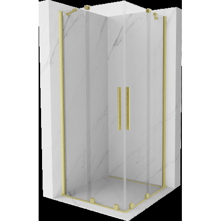 Mexen Velar Duo cabină de duș extensibilă 80 x 80 cm, transparent, auriu cu aspect periat - 871-080-080-02-55