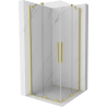 Mexen Velar Duo cabină de duș extensibilă 100 x 100 cm, transparent, auriu cu aspect periat - 871-100-100-02-55