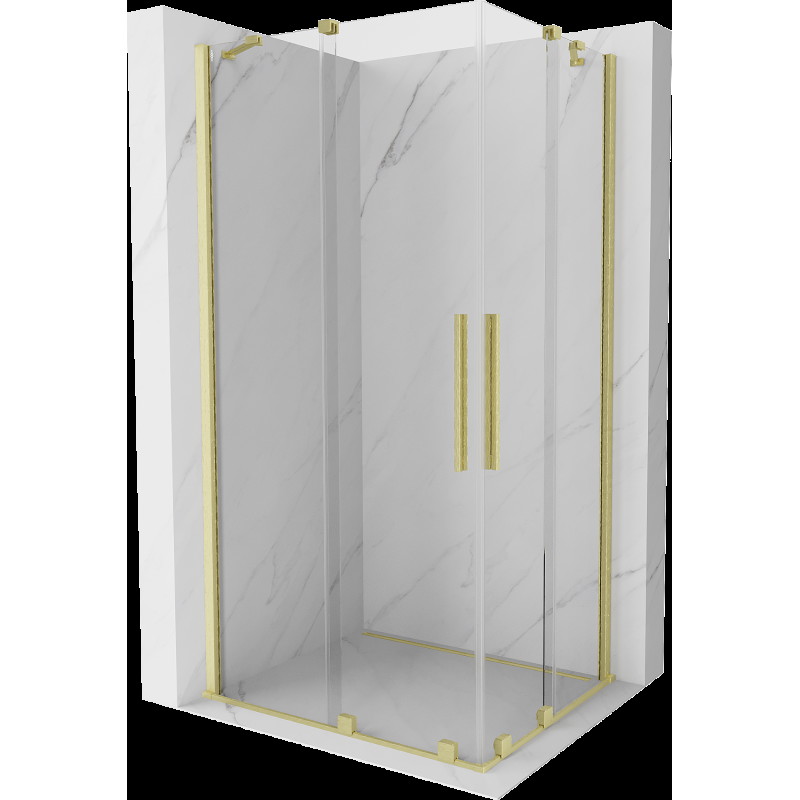 Mexen Velar Duo cabină de duș extensibilă 90 x 80 cm, transparent, auriu cu aspect periat - 871-090-080-02-55