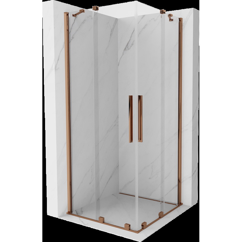 Mexen Velar Duo cabină de duș extensibilă 80 x 80 cm, transparent, Roz-auriu - 871-080-080-02-60