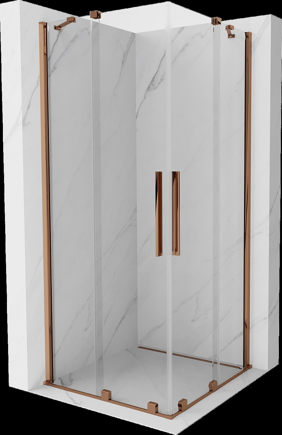 Mexen Velar Duo cabină de duș extensibilă 80 x 80 cm, transparent, Roz-auriu - 871-080-080-02-60