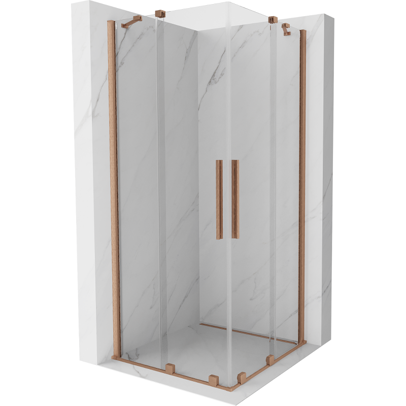 Mexen Velar Duo cabină de duș extensibilă 90 x 90 cm, transparent, Cupru cu aspect periat - 871-090-090-02-65