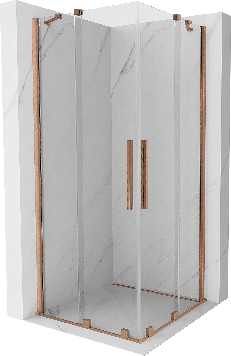 Mexen Velar Duo cabină de duș extensibilă 90 x 90 cm, transparent, Cupru cu aspect periat - 871-090-090-02-65