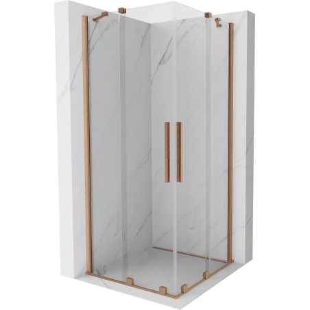 Mexen Velar Duo cabină de duș extensibilă 100 x 100 cm, transparent, Cupru cu aspect periat - 871-100-100-02-65