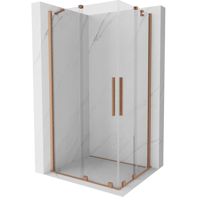 Mexen Velar Duo cabină de duș extensibilă 90 x 80 cm, transparent, Cupru cu aspect periat - 871-090-080-02-65