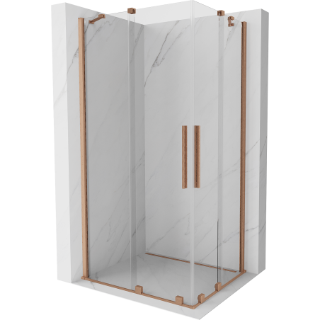 Mexen Velar Duo cabină de duș extensibilă 90 x 80 cm, transparent, Cupru cu aspect periat - 871-090-080-02-65