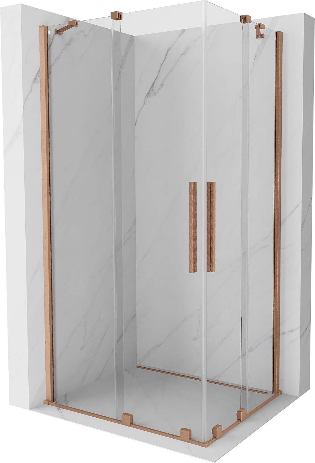 Mexen Velar Duo cabină de duș extensibilă 90 x 80 cm, transparent, Cupru cu aspect periat - 871-090-080-02-65