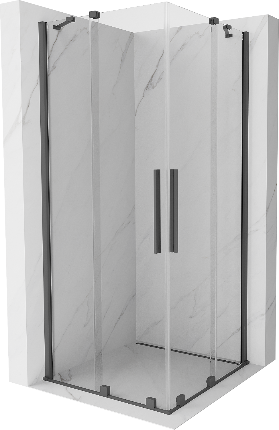 Mexen Velar Duo cabină de duș extensibilă 100 x 100 cm, transparent, gun gray cu aspect periat - 871-100-100-02-66