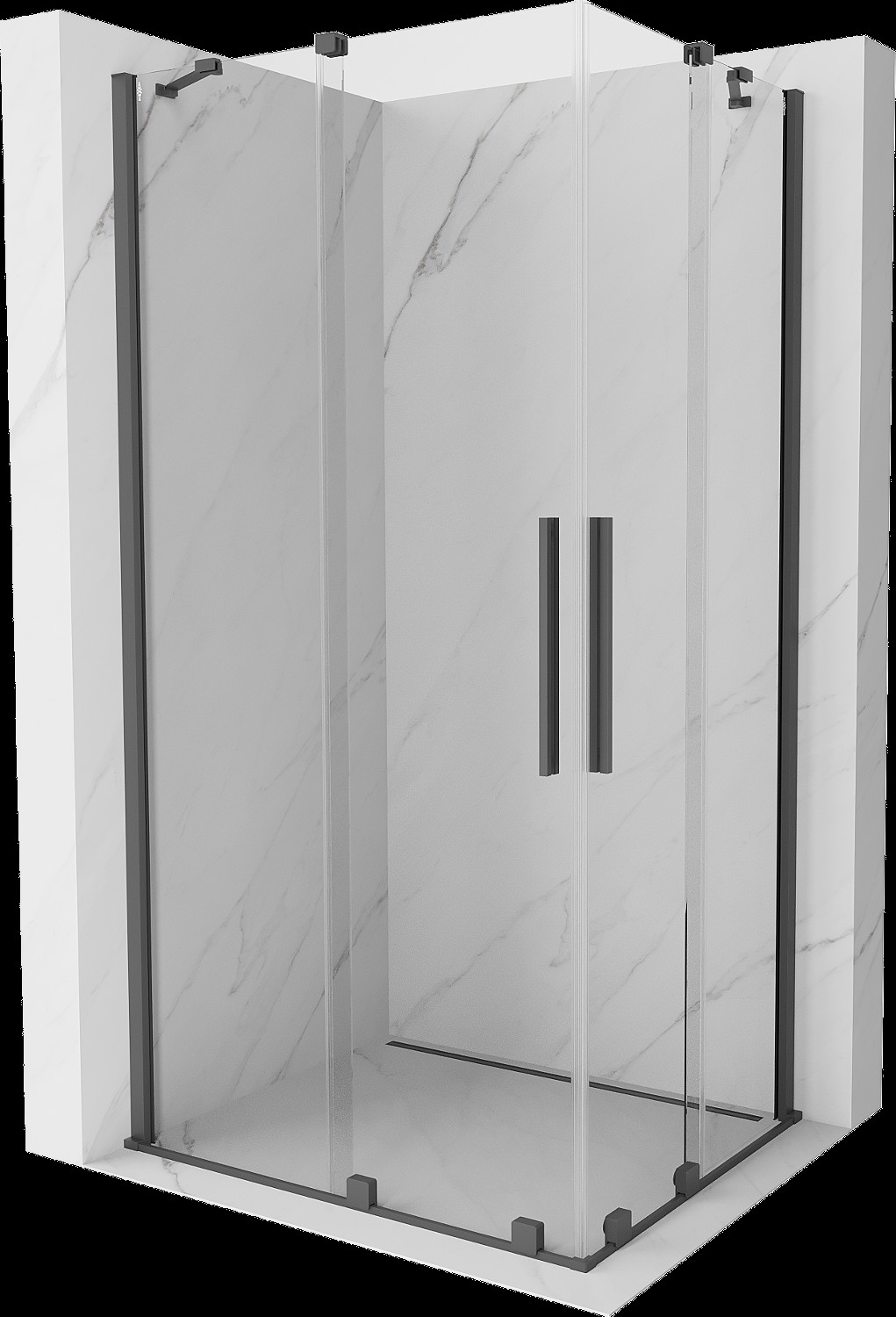 Mexen Velar Duo cabină de duș extensibilă 90 x 80 cm, transparent, gun gray cu aspect periat - 871-090-080-02-66