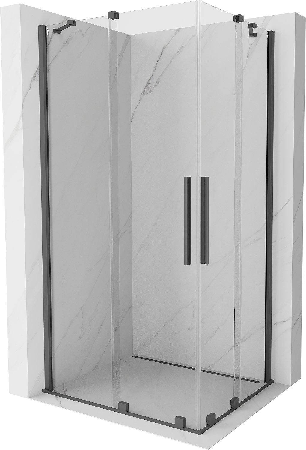 Mexen Velar Duo cabină de duș extensibilă 100 x 90 cm, transparent, gun gray cu aspect periat - 871-100-090-02-66