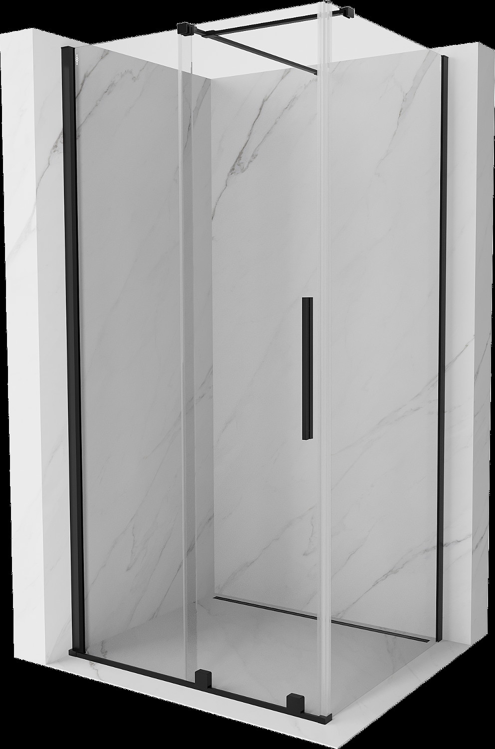 Mexen Velar cabină de duș extensibilă 120 x 75 cm, transparent, neagră - 871-120-075-01-70